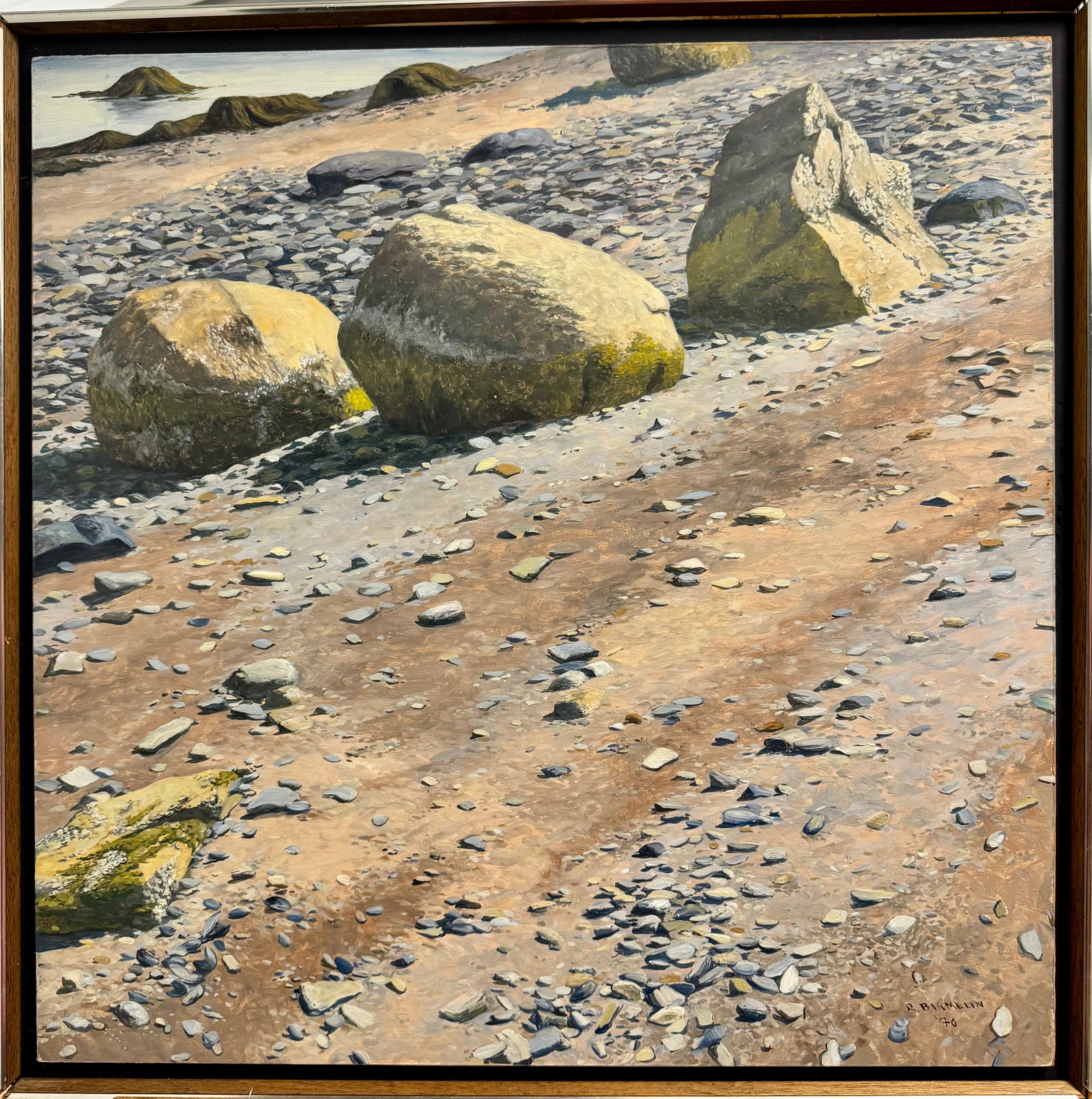 Vintage American Maine Artist Oil Painting Robert Birmelin Beach Scene Signed #1 (1 of 4)