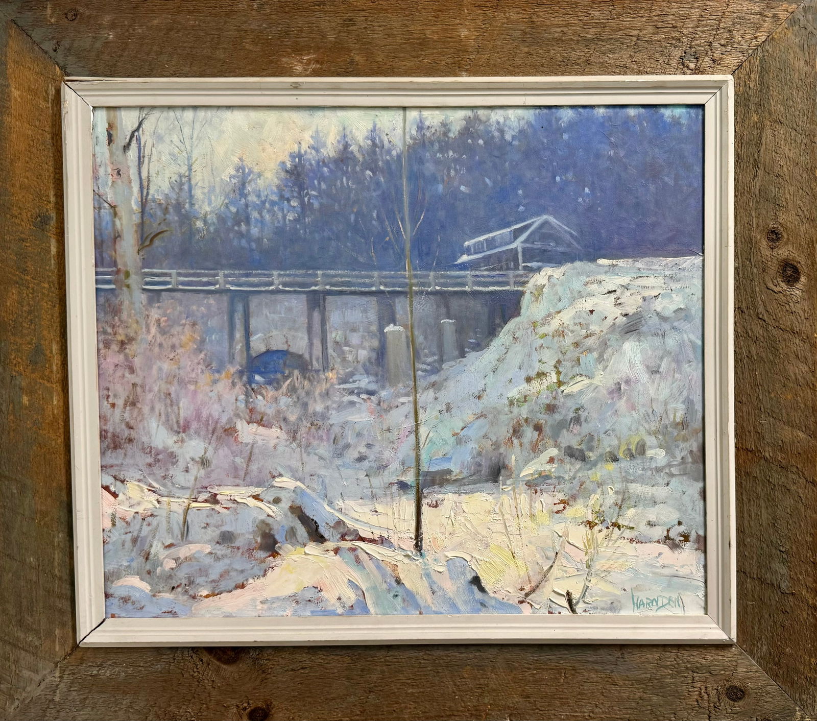 Vintage American Impressionist Oil Painting Winter Landscape William Harnden Signed (1 of 5)