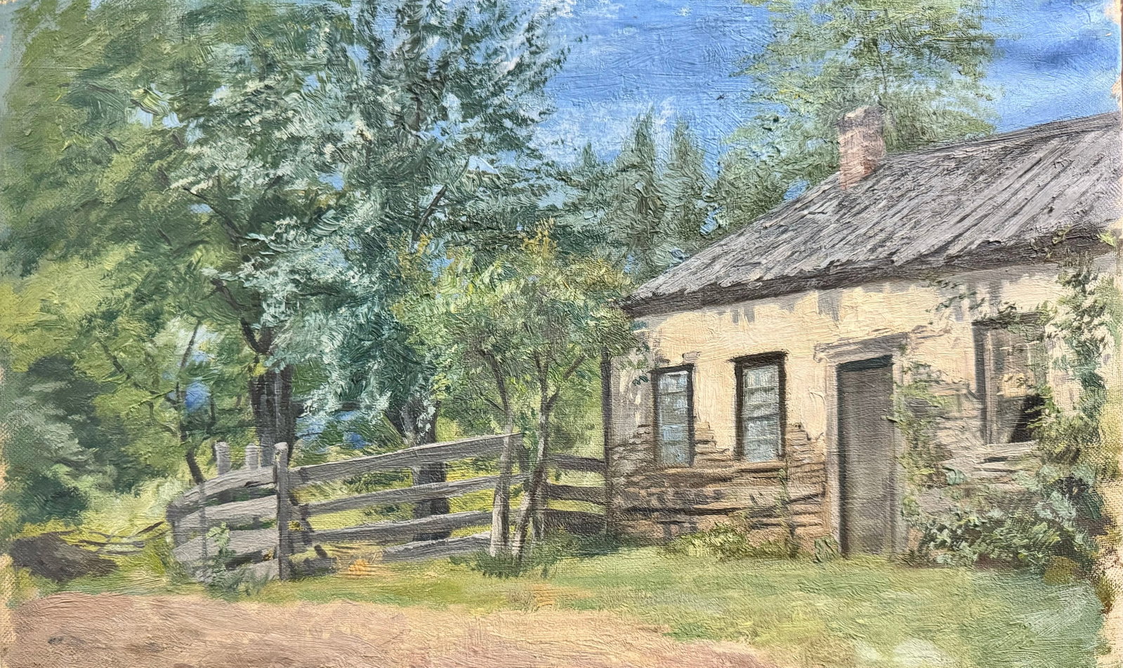 Antique American Impressionist Southern Landscape Oil Painting: Antique American Impressionist Southern Landscape Oil Painting, 9 x 15"