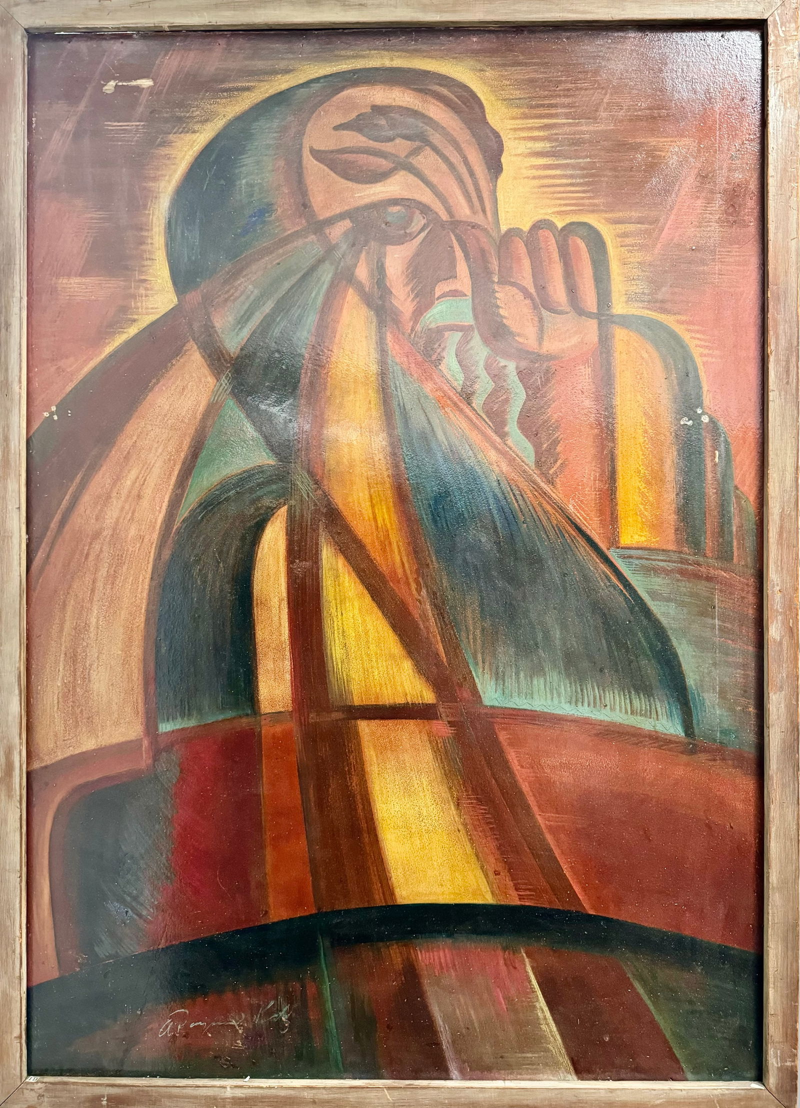 Vintage American Art Deco WPA Oil Painting Exhibited Alexander Sandor Raymond Katz Signed (1 of 5)