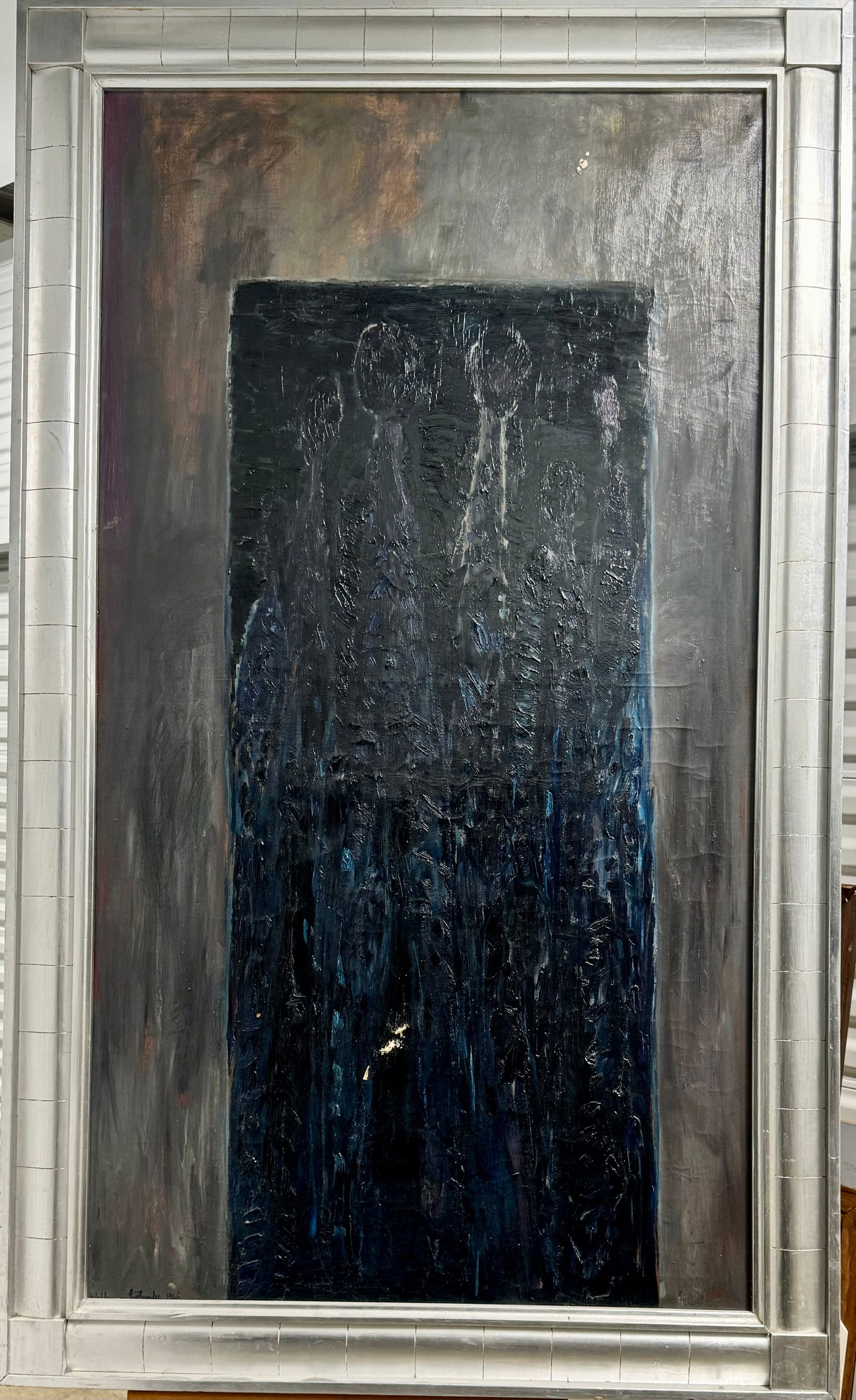 Vintage Mid Century Abstract Expressionist Swedish Artist Waldemar Sjolander Oil Painting Signed: Vintage Mid Century Abstract Expressionist Swedish Artist Waldemar Sjolander Oil Painting Signed Exhibited, O/C, dated 1965, "En La Noche", exhibited Andres Siegel Arte and The Institure of National B