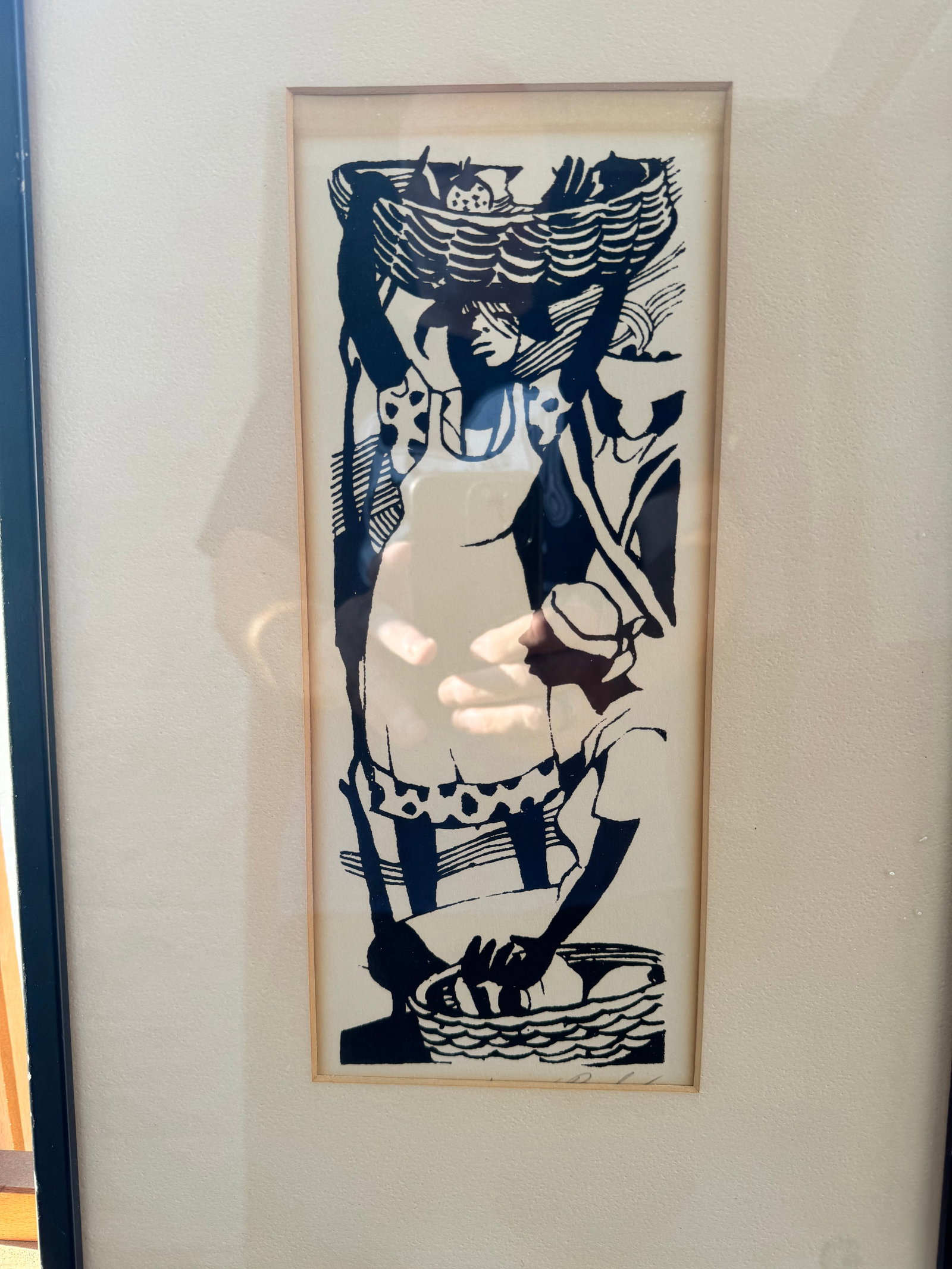 Vintage Mid Century Modern Jamaica Artist Vernal Reuben Woodcut Signed #1: Vintage Mid Century Modern Jamaica Artist Vernal Reuben Woodcut Signed #1, Pencil Signed Lower Right and titled lower left, 20 x 12" Overall Reuben began his earliest training under the guidance of th