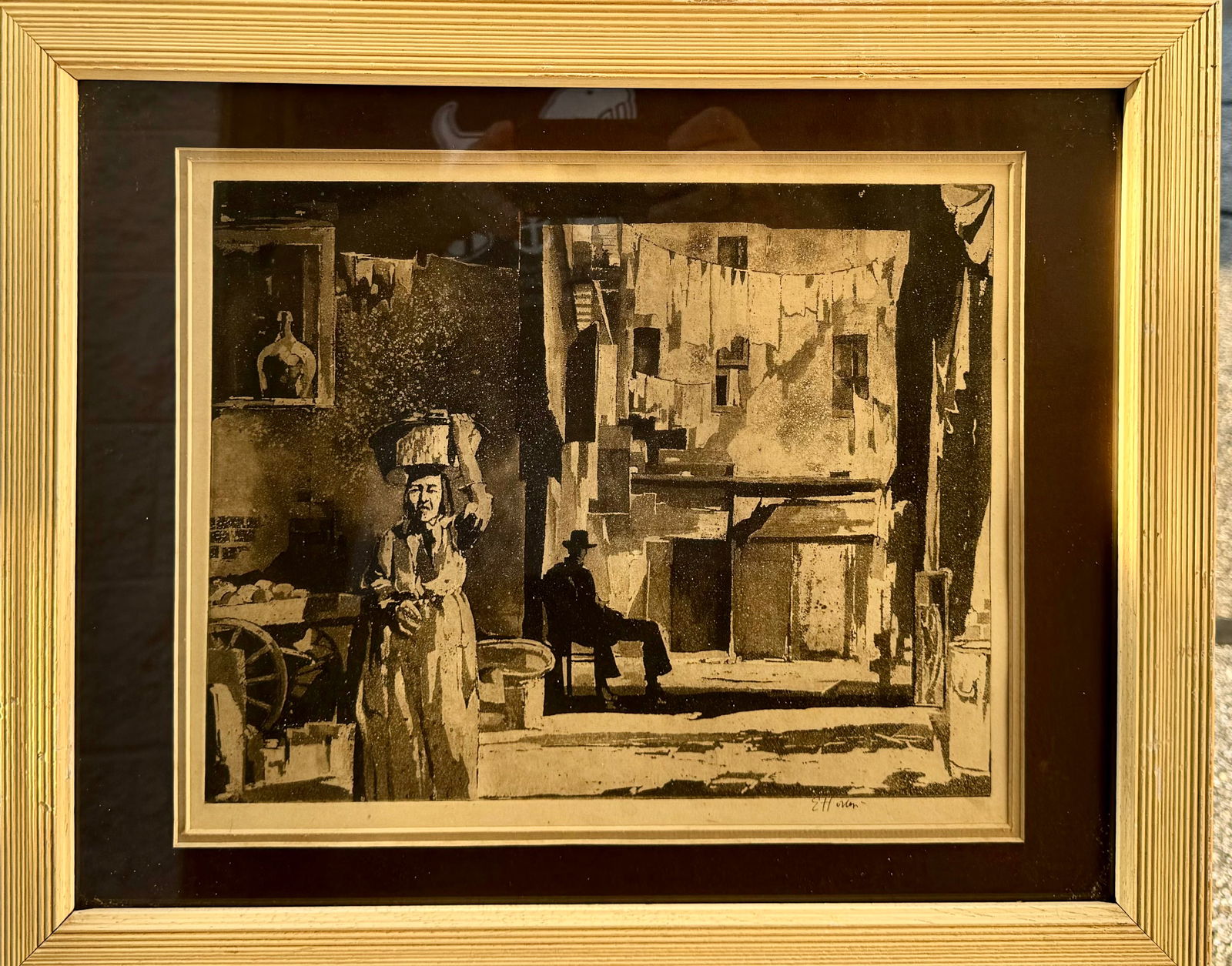 Vintage American Scene Etching Earl Horter Chinatown Pencil Signed (1 of 3)