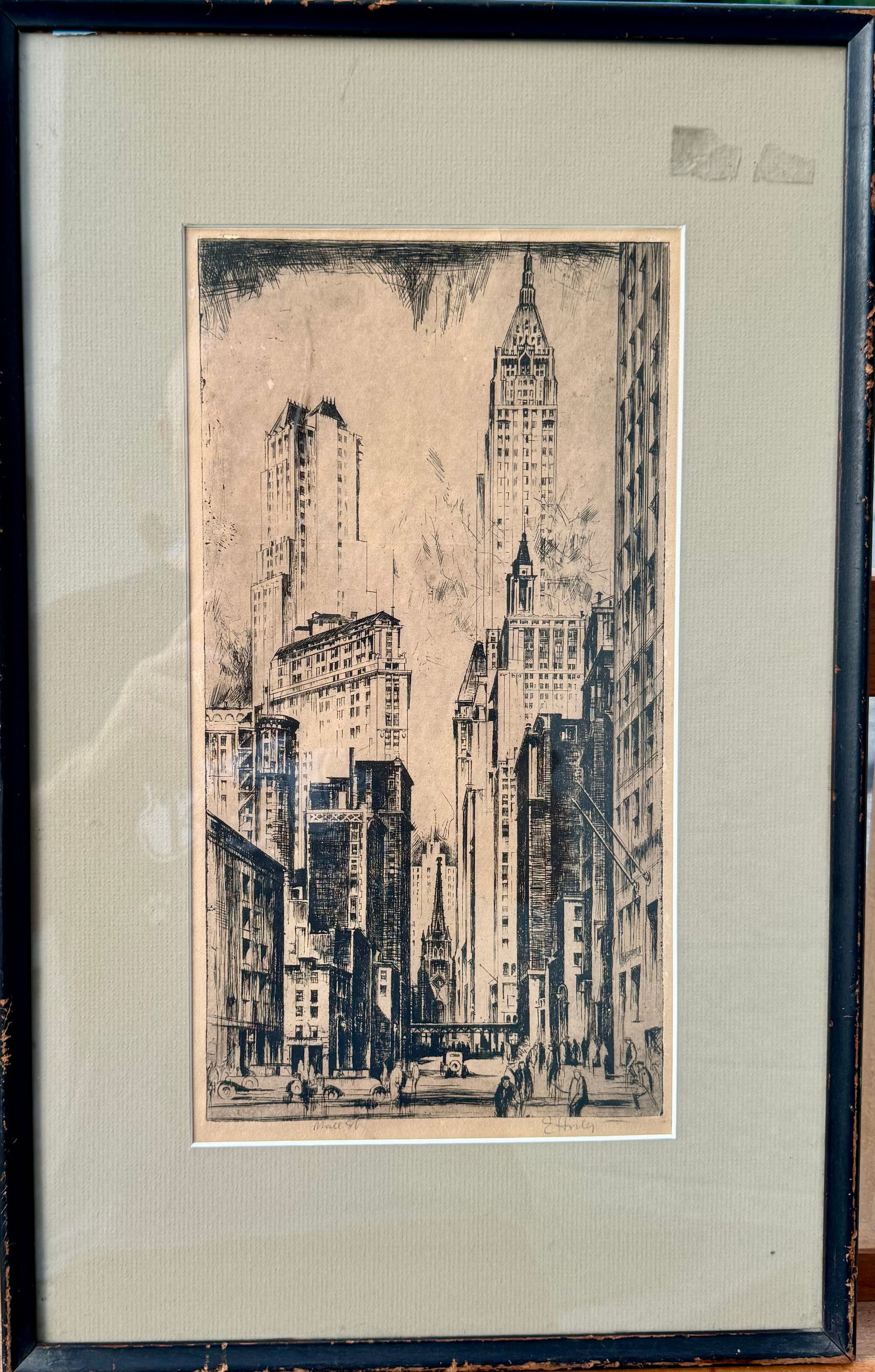 Vintage American New York Mall St.Scene Etching Earl Horter Signed (1 of 4)