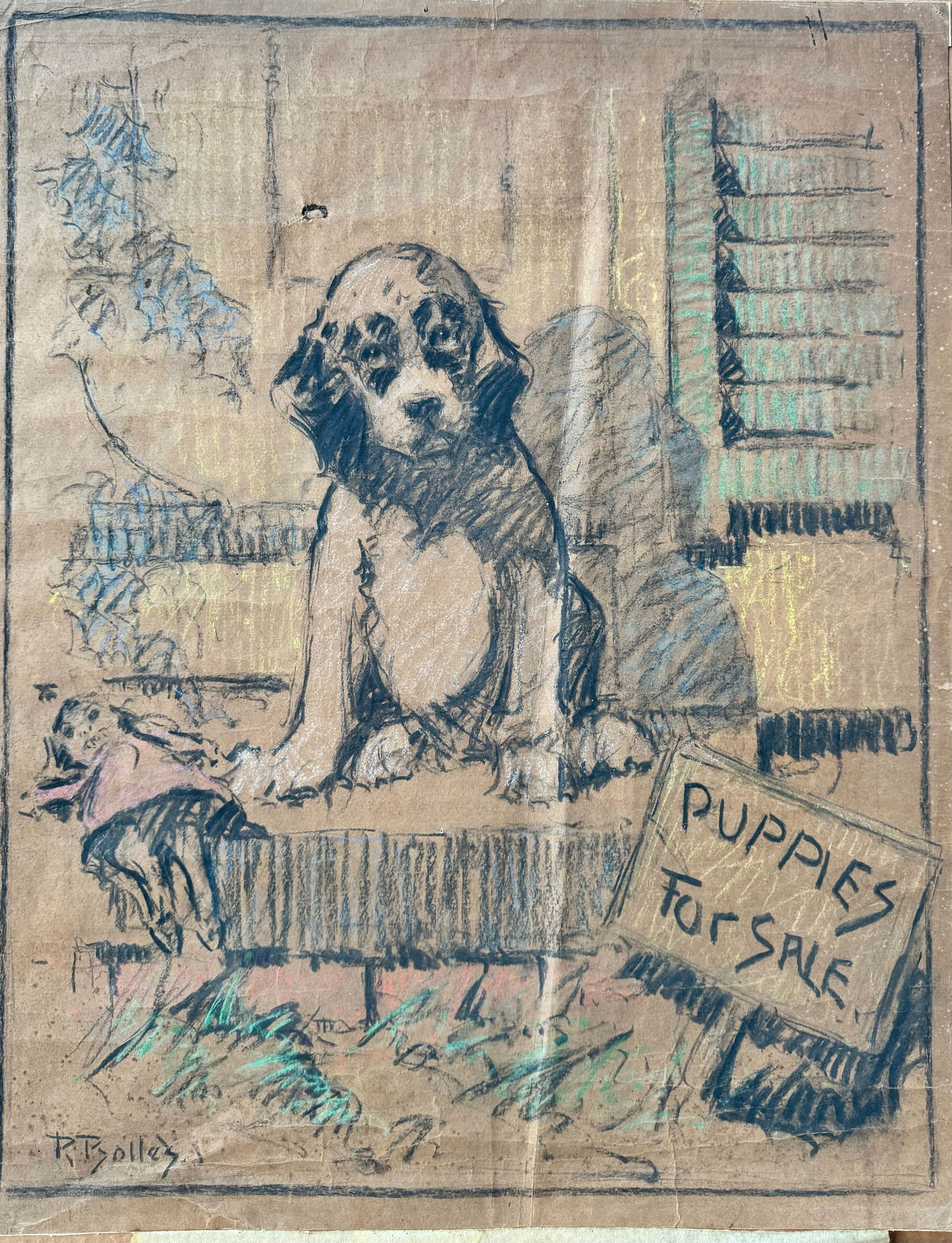 Vintage American Cape Cod Massachusetts Illustration Puppy Reginald Bolles Signed (1 of 6)