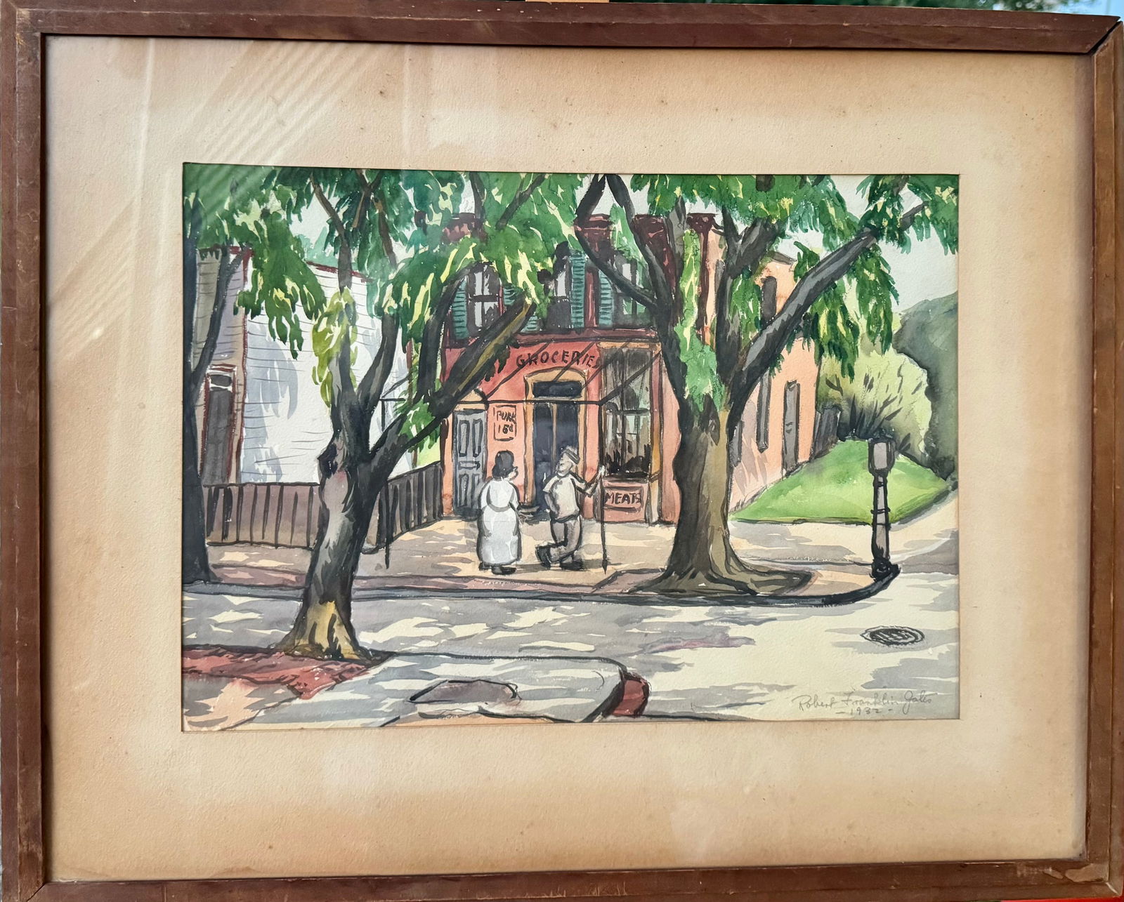 Vintage WPA American Scene watercolor Virginia Robert Franklin Gates Signed (1 of 3)
