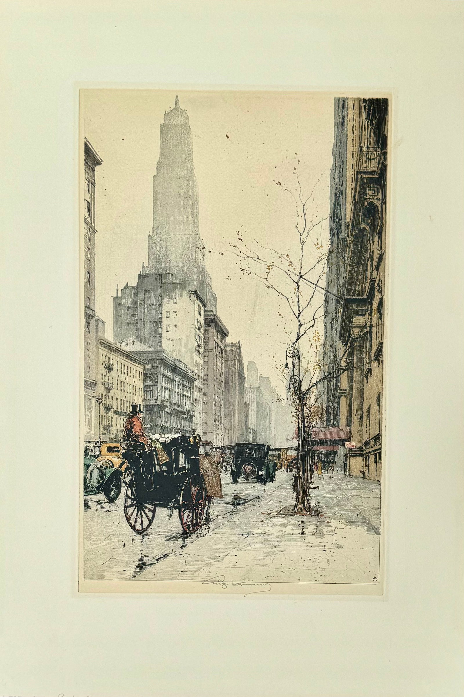 Luigi Kasimir Colored Etching Park Ave. New York SIgned (1 of 3)