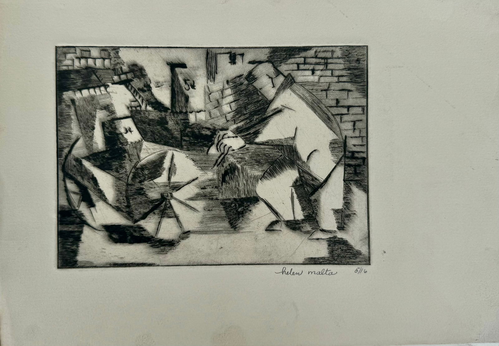 American WPA Etching Helen Wagner Malta Pencil Signed #5 (1 of 3)
