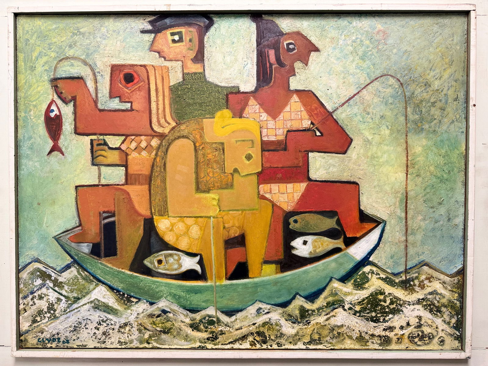 Important Museum Quality Canadian Artist Modern Figurative Abstract Oil Painting Henry George Glyde: Important Museum Quality Canadian Artist Modern Figurative Abstract Oil Painting Henry George Glyde Signed dated 1968, Oil on Masonite by Henry George Glyde, 24 x 32", 31 x 39"The paintings included i