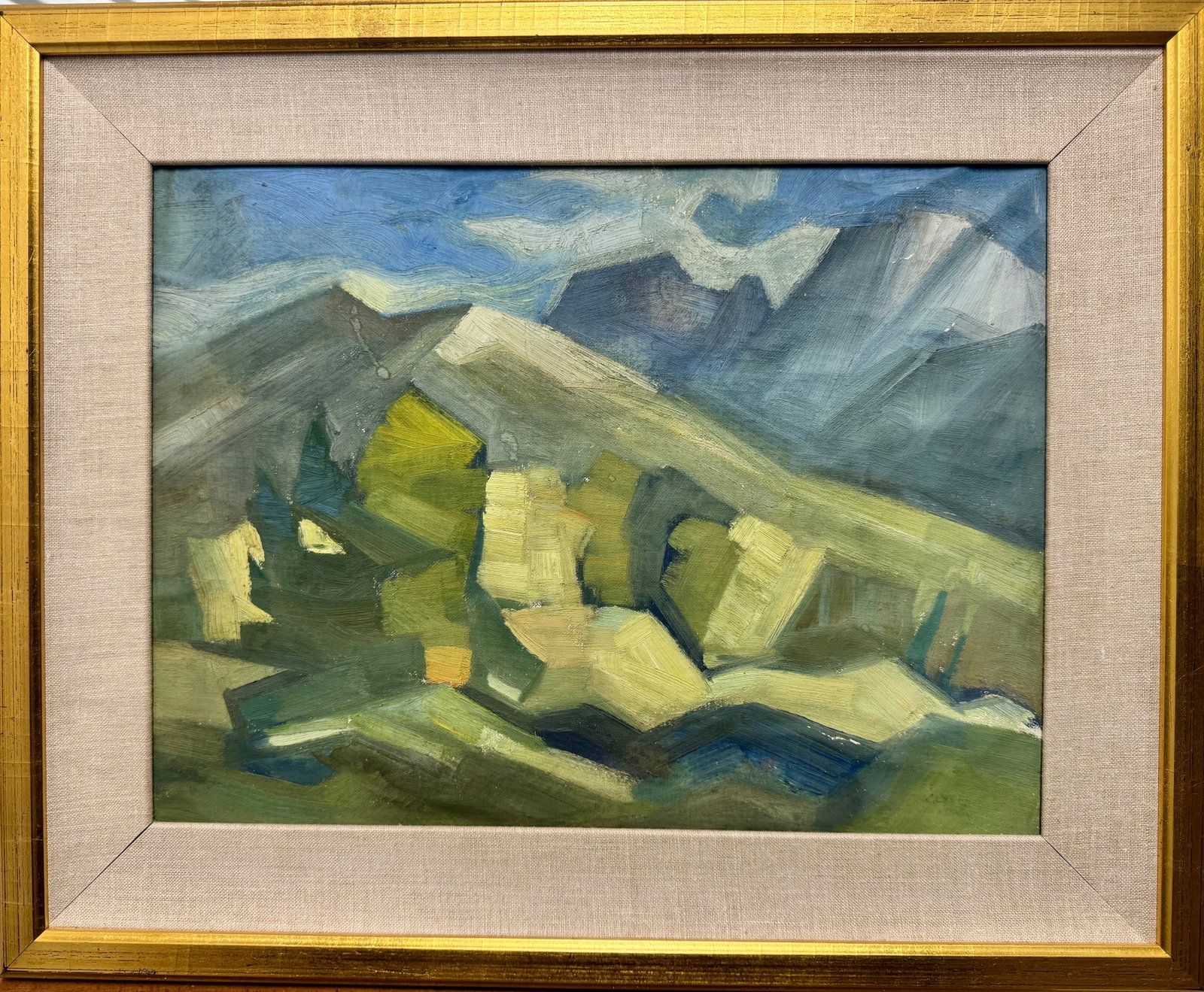 Important Vintage Canadian Modernist Henry George Glyde Oil Painting Signed: Important Vintage Canadian Modernist Henry George Glyde Oil Painting Signed, oil on board, 12 x 16”, 17 x 21” overall. The title is "Below Sawback." which is in Banff, Alberta.This work an