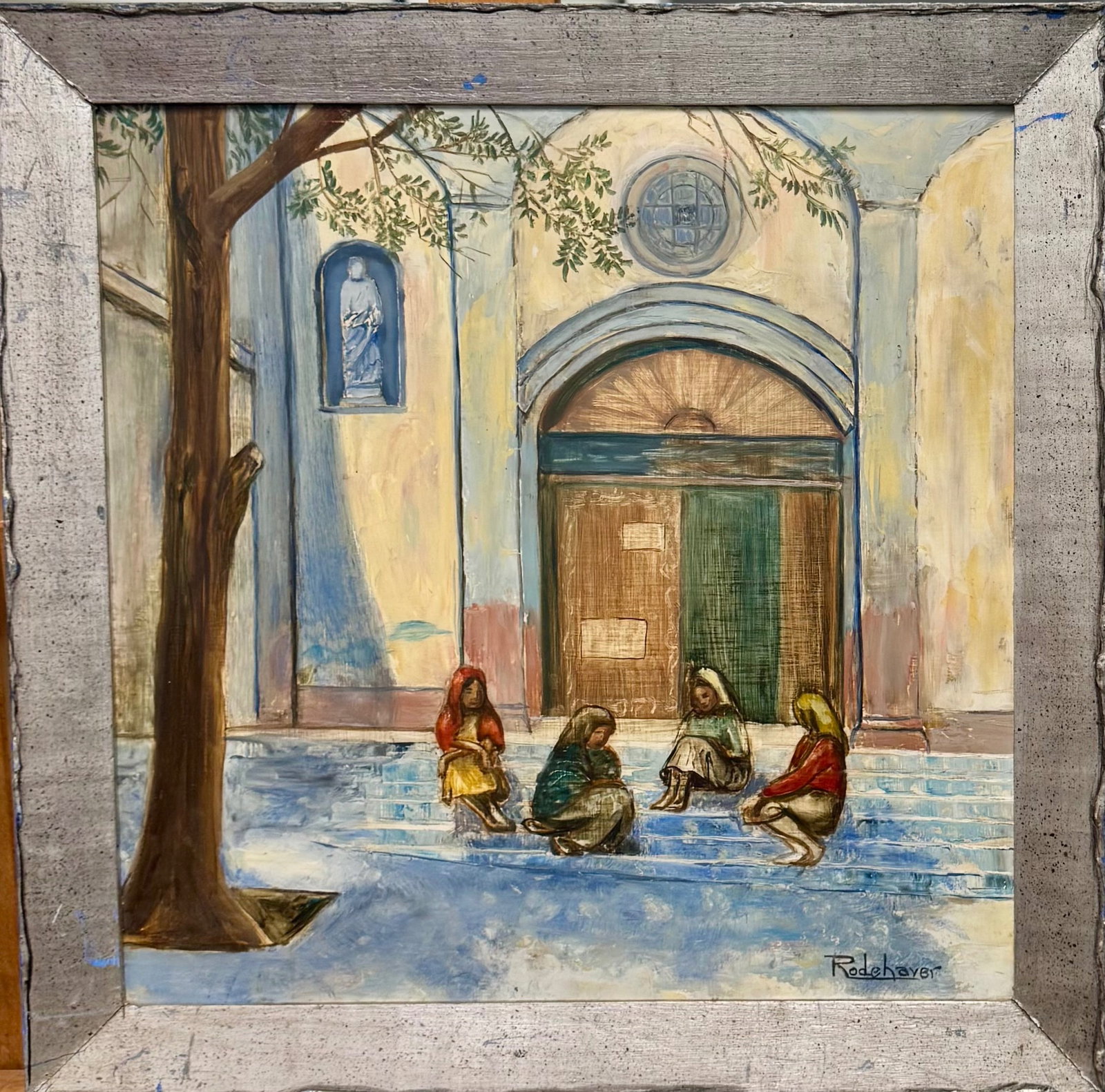 American El Paso Texas Modernist Impressionist Oil Painting Signed Gladys Rodehaver: American El Paso Texas Modernist Impressionist Oil Painting Signed Gladys Rodehaver, SLR , O/M, 15 x 15”, 18 x 18” Overall.