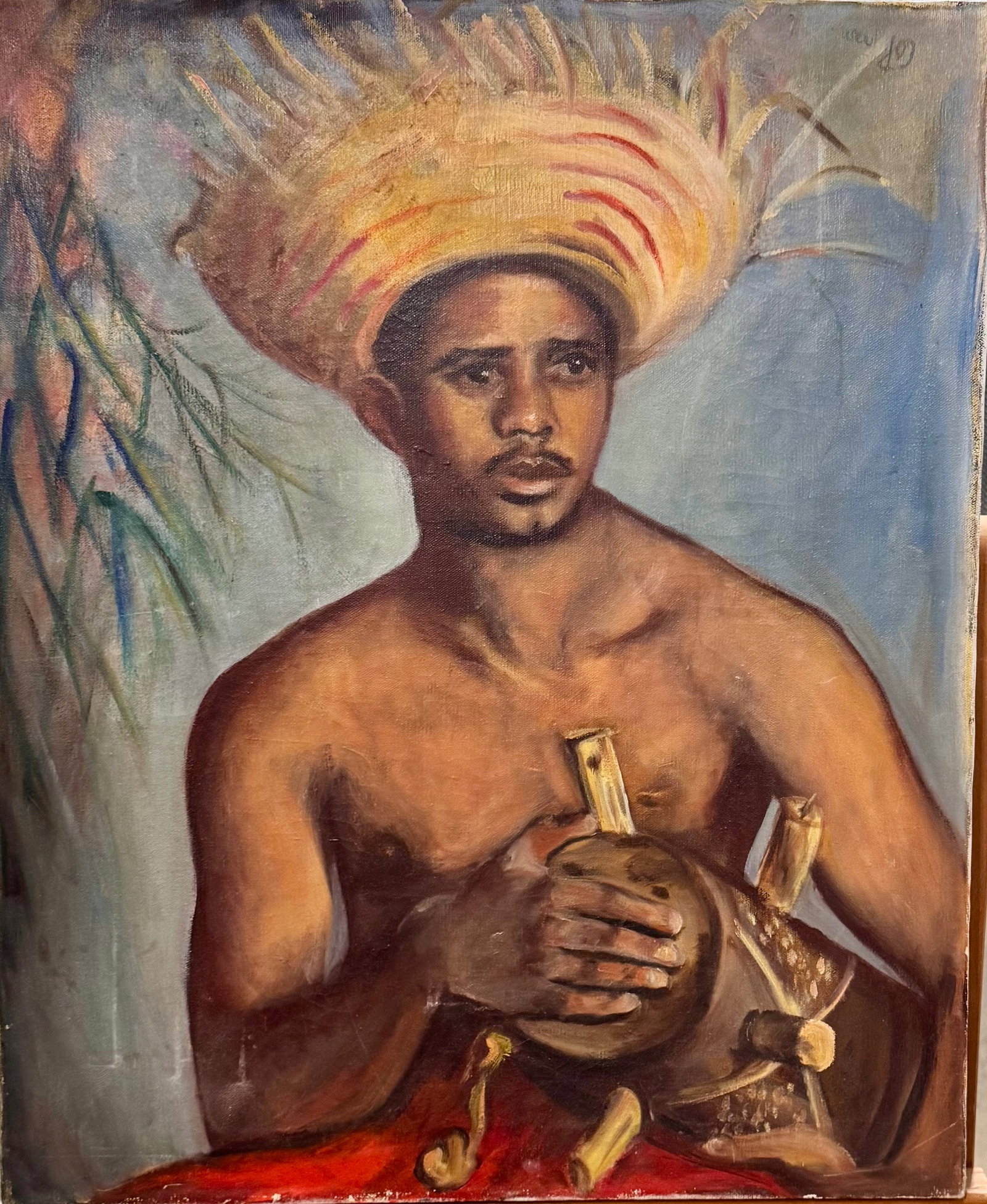 American Impressionist Oil Painting South Pacific Male Portrait: American Impressionist Oil Painting South Pacific Male Portrait , O/C, 24 x 20”.