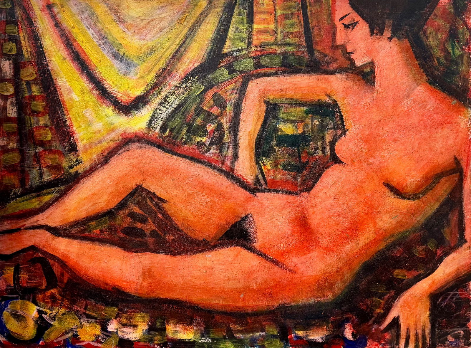 Important Canadian Modernist Oil Painting Henry George Glyde Reclining Female Nude: Important Canadian Modernist Oil Painting Henry George Glyde Reclining Female Nude, O/M, 18 x 24"The paintings included in this sale are from a consignor who acquired them from the son of the artist's