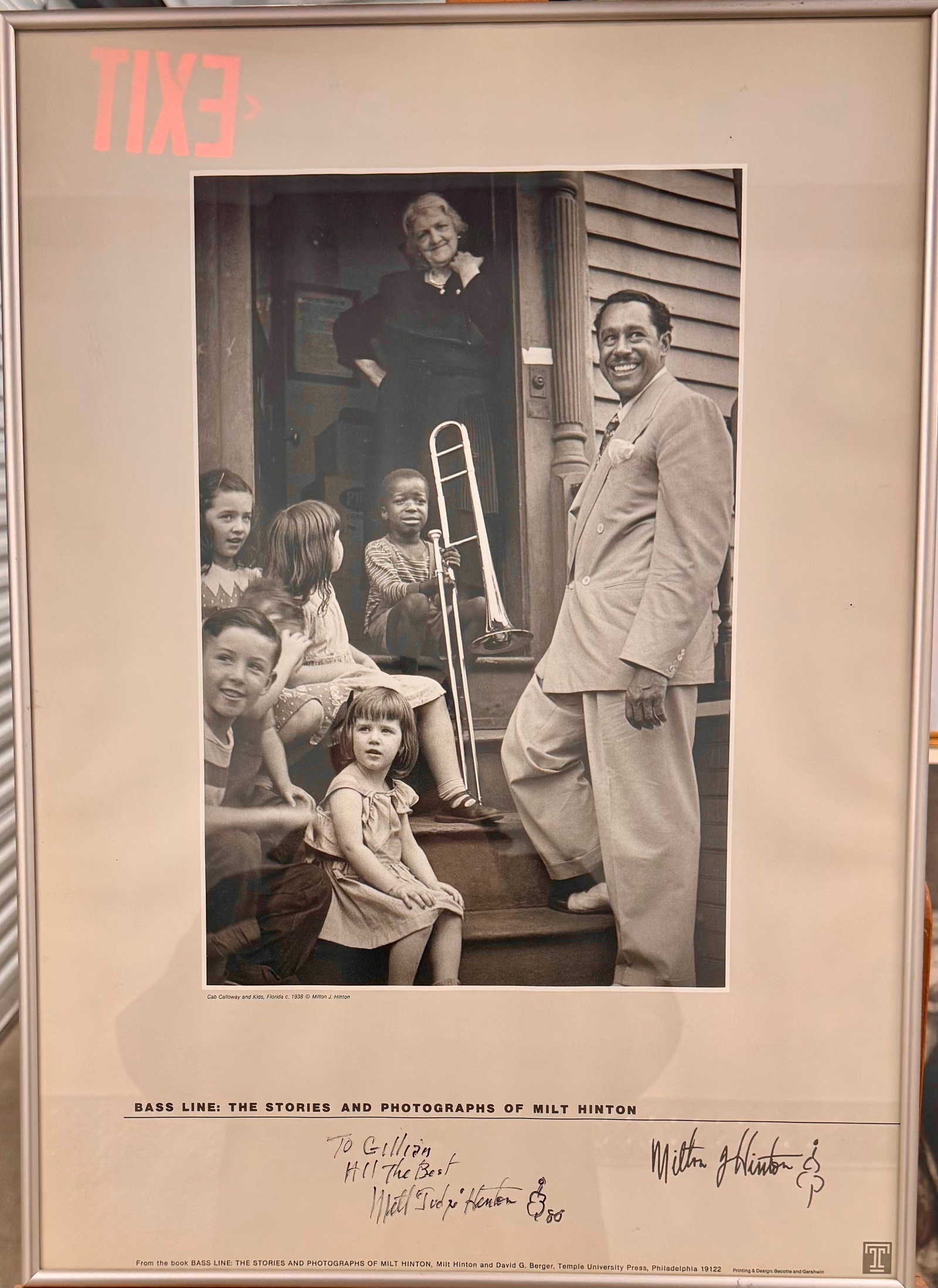 Vintage Original Signed Exhibition Poster Milton J. Hinton African American Muician and: Vintage Original Signed Exhibition Poster Milton J. Hinton African American Muician and Photographer, "The Stories and Photographs of Milt Hinton. "It is also has a couple drawings, 1980, 25 x 18&rdqu
