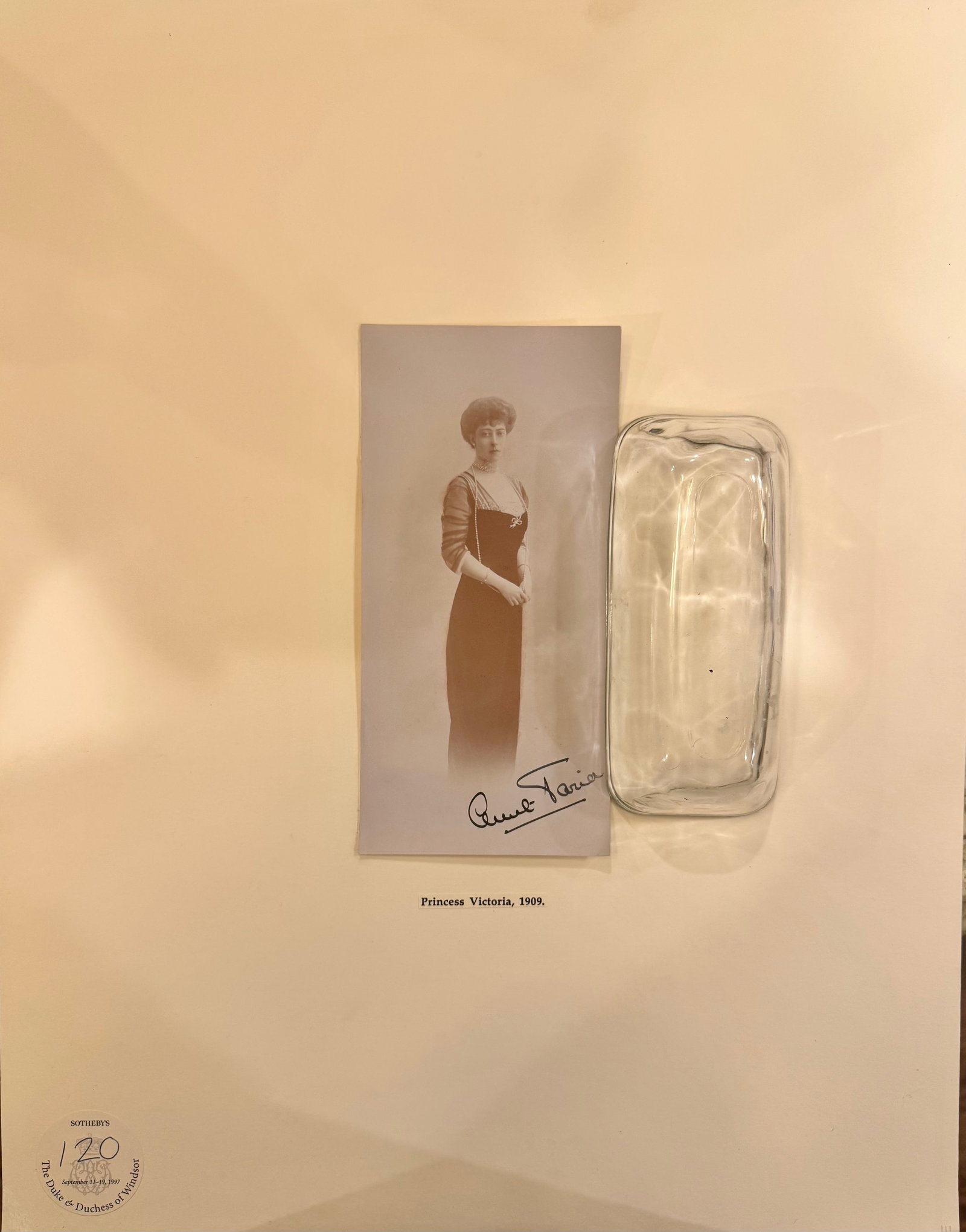 Antique Original Photograph of Princess Victoria SIgned: Antique Original Photograph of Princess Victoria , SLR, 1909”. It has a stamp from Sotheby's stating it was in the Duke and Duchess of Windsor sale. Lot number 120, 8 x 3 1/2" , 18 x 14” M