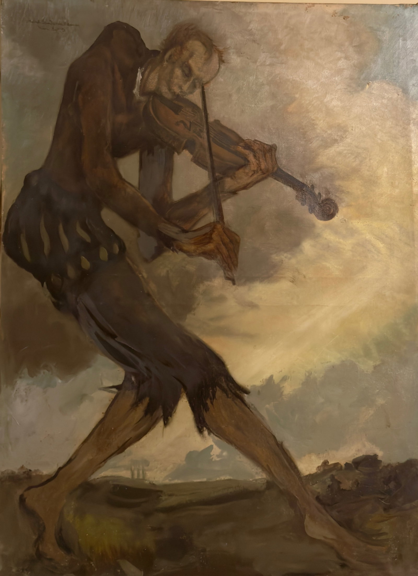 Antique German Expressionist Oil Painting Signed Robert Sandrock: Antique German Expressionist Oil Painting SUL, 1926, Robert Sandrock, Weimar, 37 x 27" Sandrock completed an apprenticeship as a retoucher and draftsman. From 1919 to 1921 he attended the Erfurt Schoo