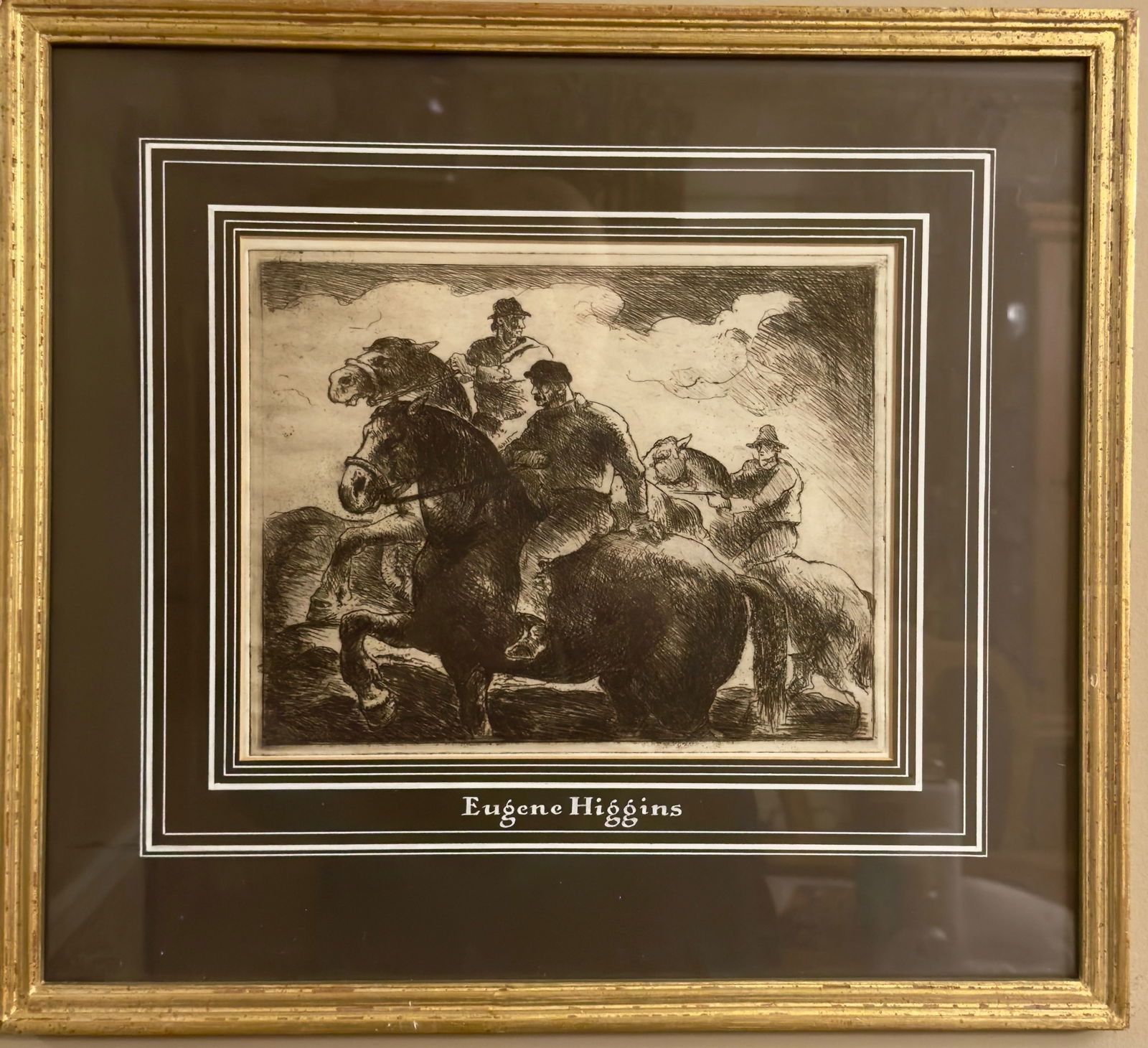 Antique American New York Artist Social Realist Eugene Higgins Etching: Antique American New York Artist Social Realist Eugene Higgins Etching, unsigned with a letter from Anita Cole stating this is an original Eugene Higgins. Authenticity is guaranteed, 8 x 10”, 16