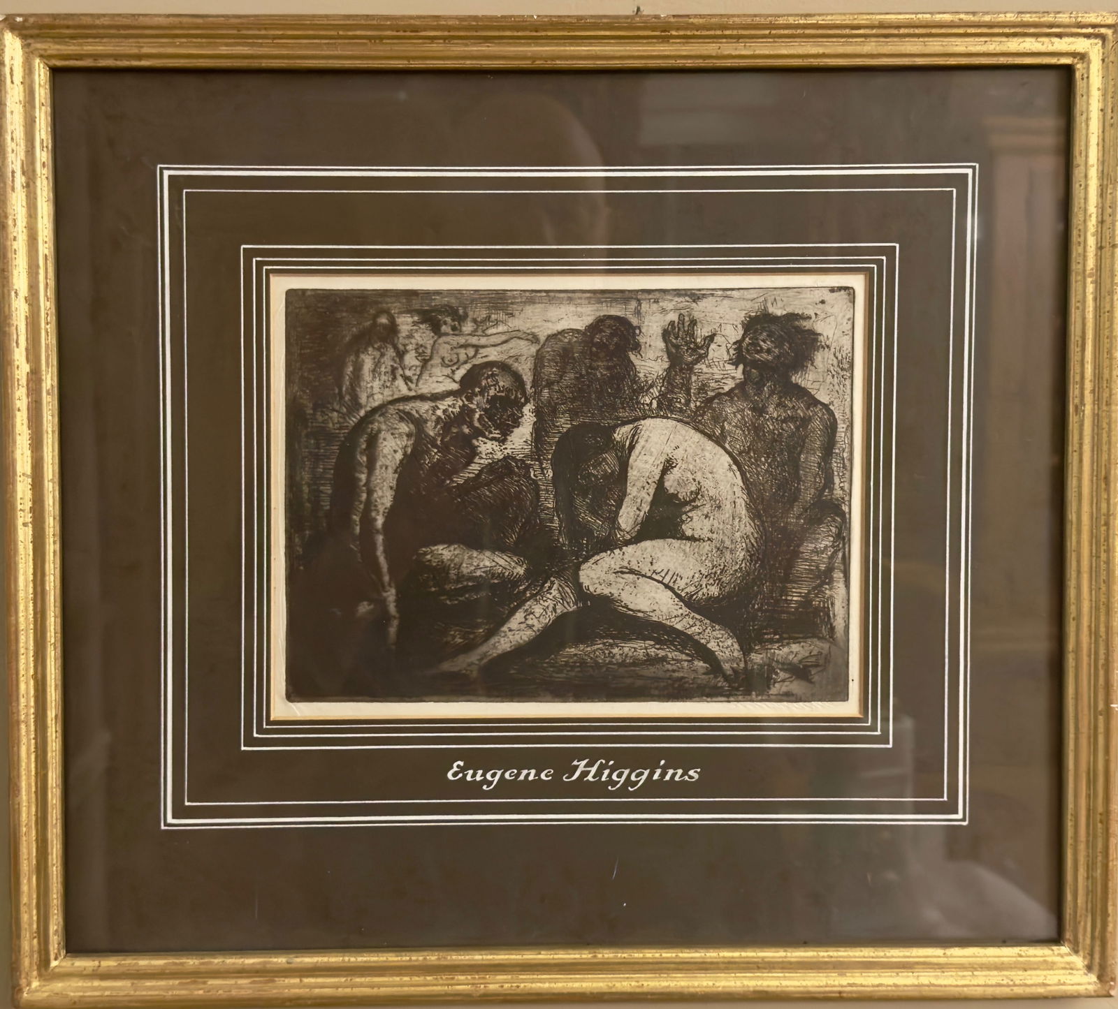 Antique American Social Realist New York Artist Etching Eugene Higgins: Antique American Social Realist New York Artist Etching Eugene Higgins, letter from Anita Cole, from her estate, guaranteeing this is by Eugene Higgins, 7 x 8”, 14 x 16" OverallEugene Higgins, a