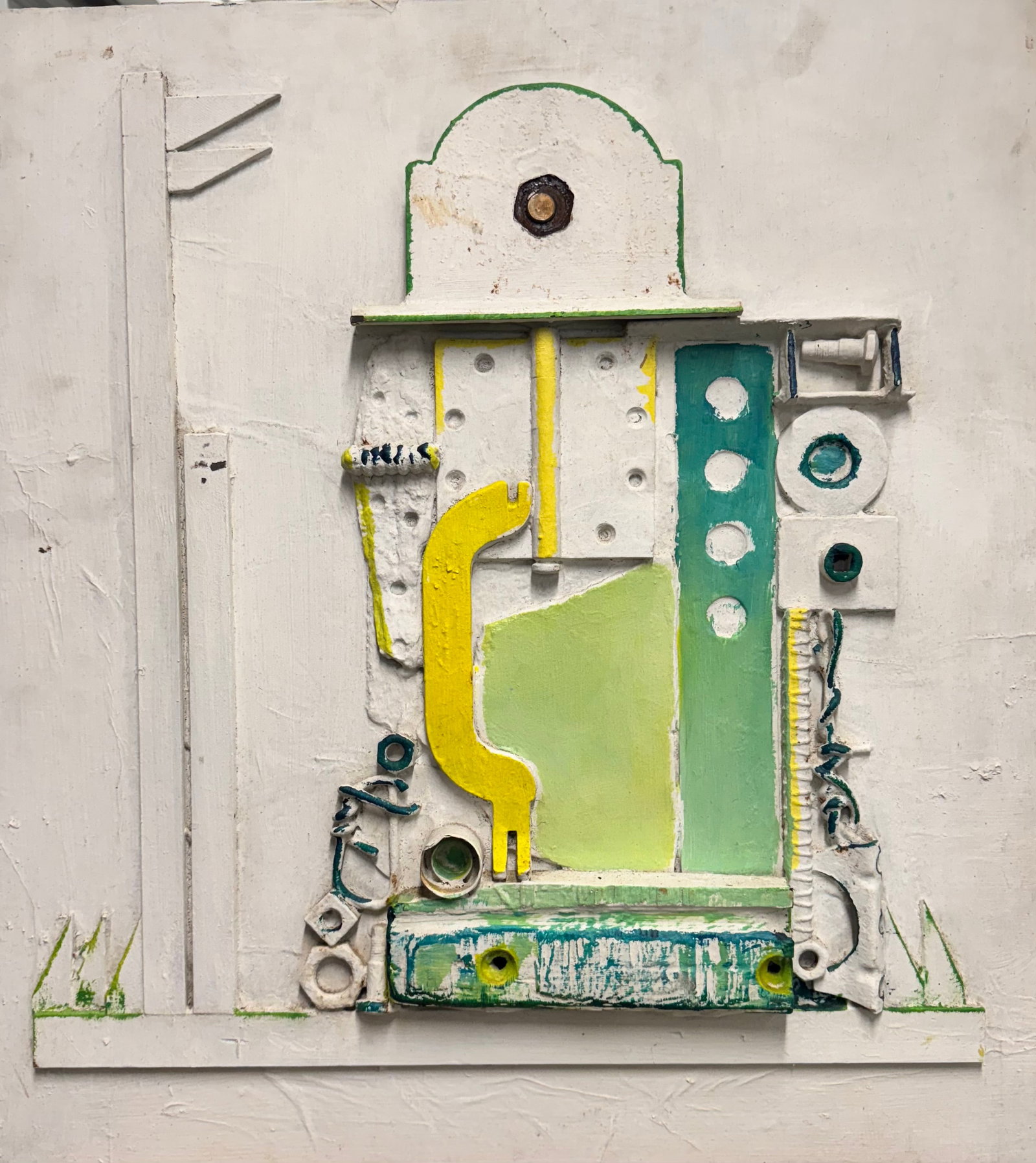 (2) Pair of Post War Painted Assemblages on wood 1960's: (2) Pair of Post War Painted Assemblages on wood 1960's, Man and Woman, mystery artist but completely awesome, 22 x 21" EACH