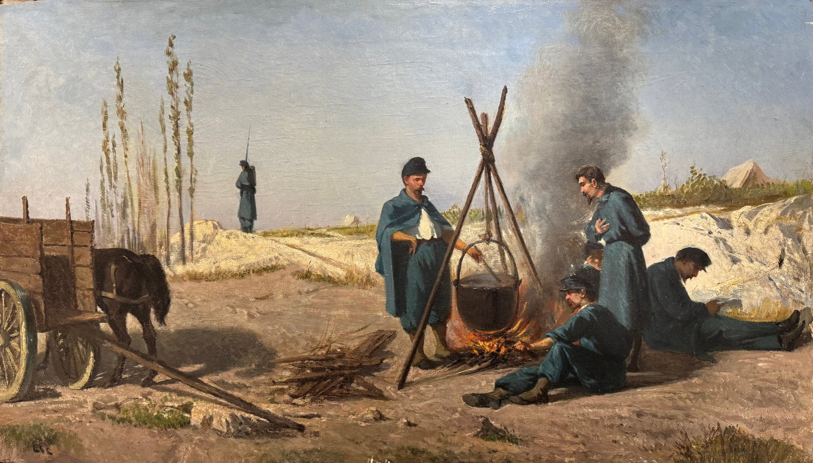 Antique 19th Century Battle Scene Oil Painting Crimean War Signed: Antique French 19th Century Battle Scene Oil Painting Crimean War Signed, SLL, this painting was restored and that what was left of the signature, it is French, 17 x 30"