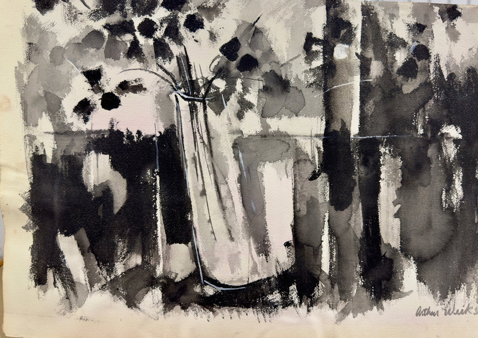 Arthur Weeks Alabama Artist Still-Life watercolor signed: Arthur Weeks Still-Life watercolor signed, 20 x 28" Sheet Arthur Weeks was an American artist born and raised in Birmingham, Alabama. He gained wide acclaim throughout the southeast following a solo e