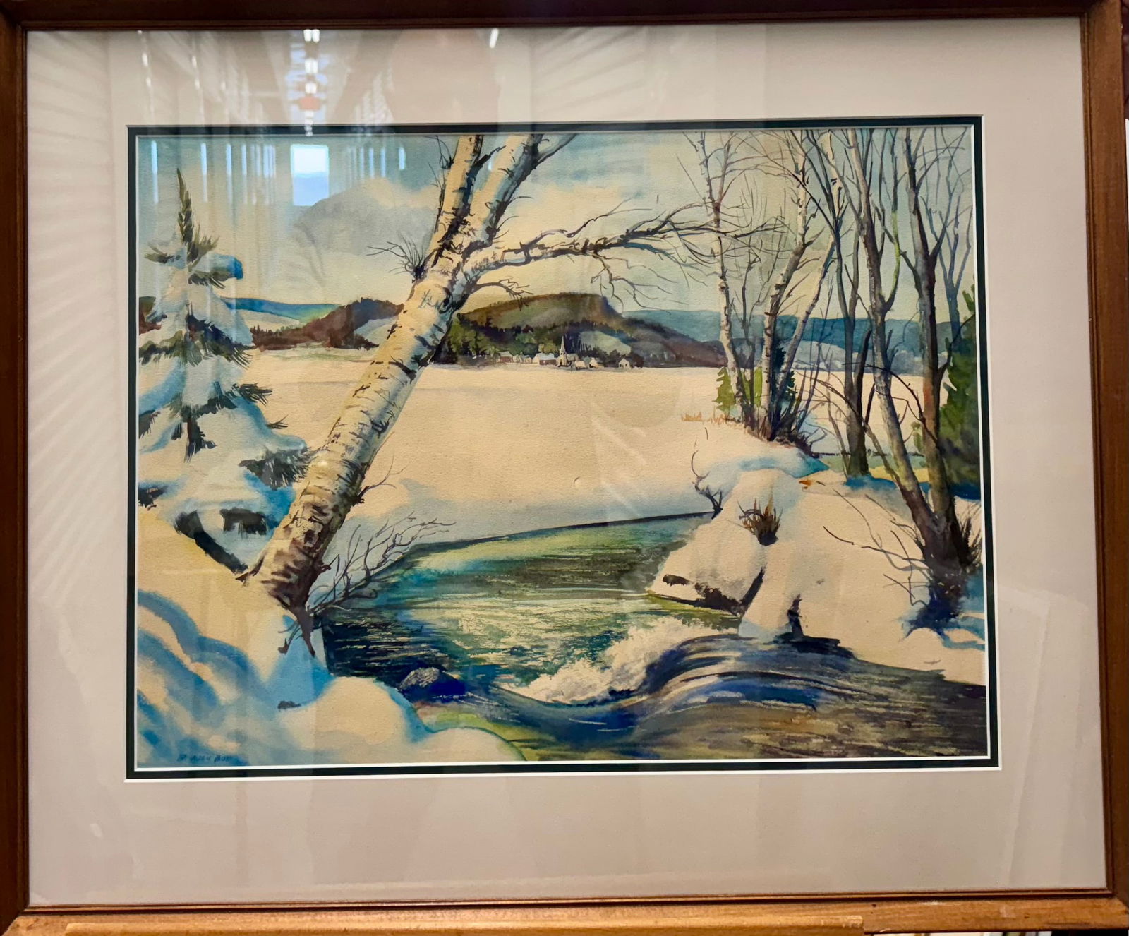 Vintage Amiercan New Hampshire Watercolor Ray Alden Burt Signed (1 of 2)