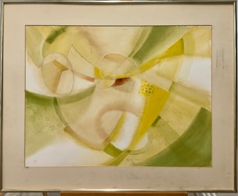 Mid Century Modern Abstract Watercolor signed Elizabeth Kosson New Jersey artist