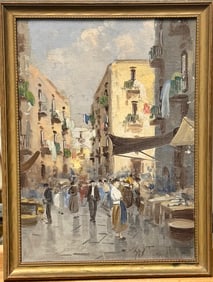 Vintage Italian Impressionist Oil Painting Signed