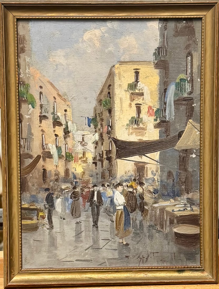 Vintage Italian Impressionist Oil Painting Signed: Vintage Italian Impressionist Oil Painting Signed, 11 x 8", 12 x 9" Framed