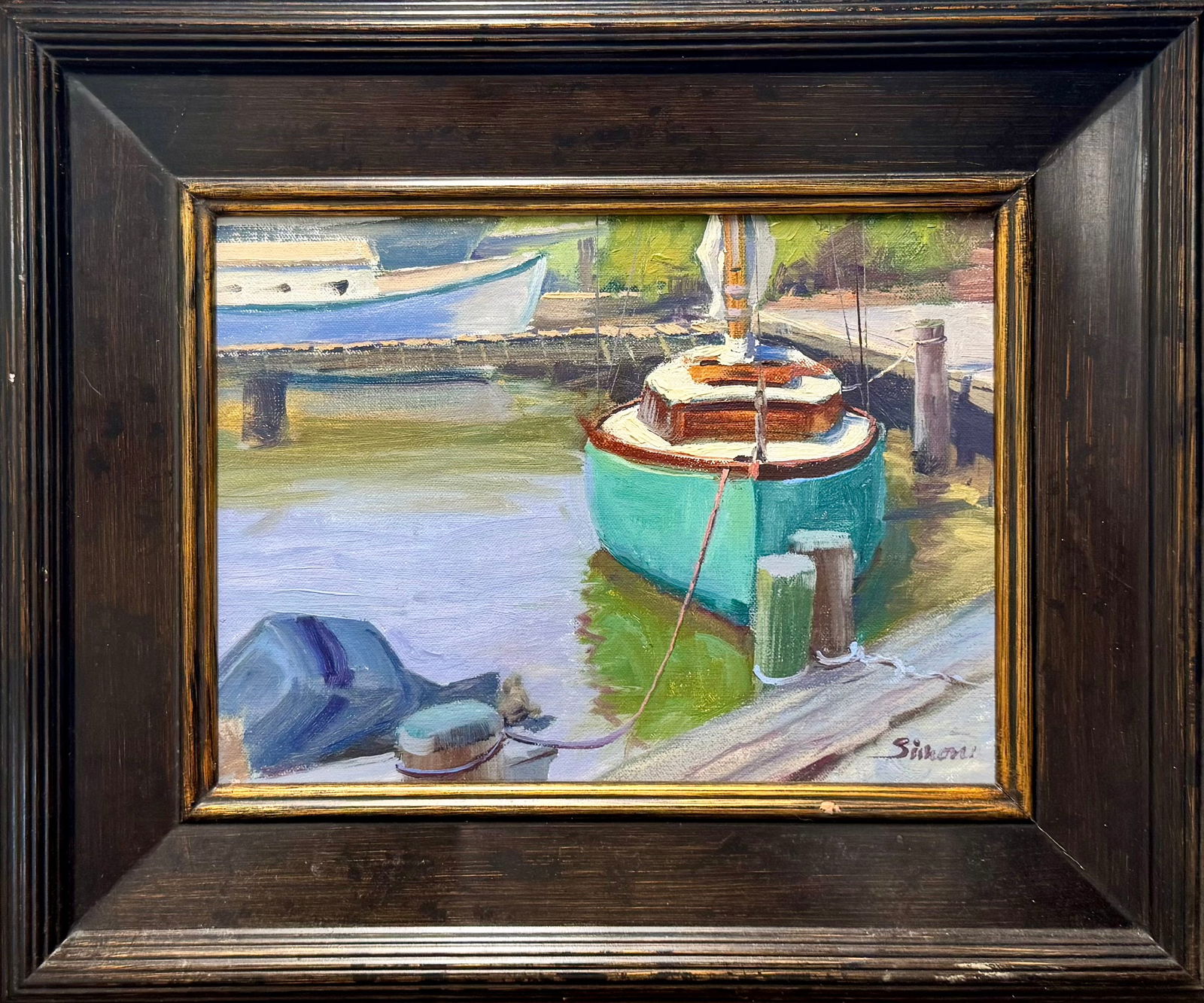 Vintage American Impressionist Robert J. Simone Oil Painting Signed (1 of 2)
