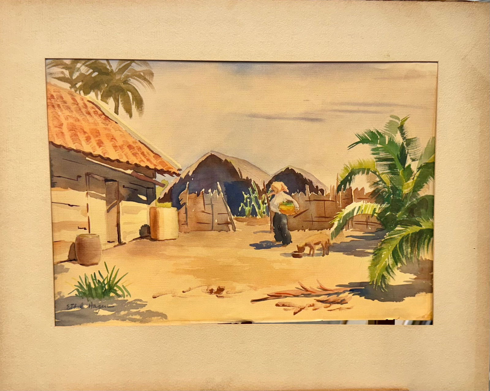 Vintage American Impressionist  Pre-War Saigon Scene Signed (1 of 2)