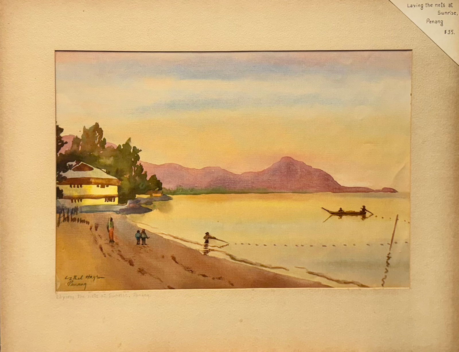 Vintage American Impressionist Pre- War Panang Scene Signed #2 (1 of 2)