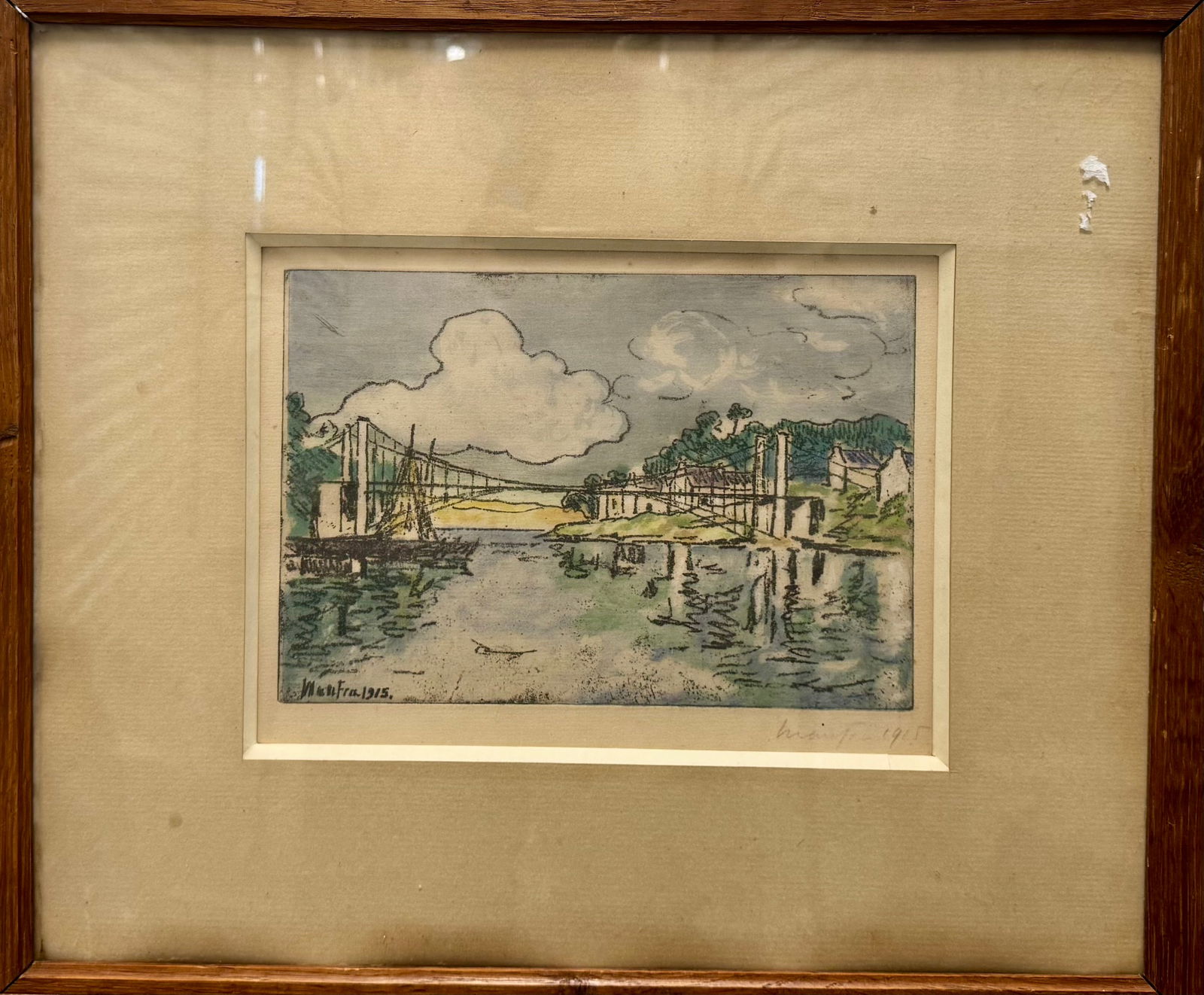 Antique French Modernist Colored Etching 1915 Maxine Maufra Signed (1 of 4)