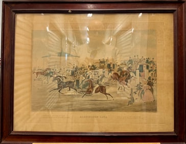 Antique English Equestrian Colored Engraving after James Pollard,
