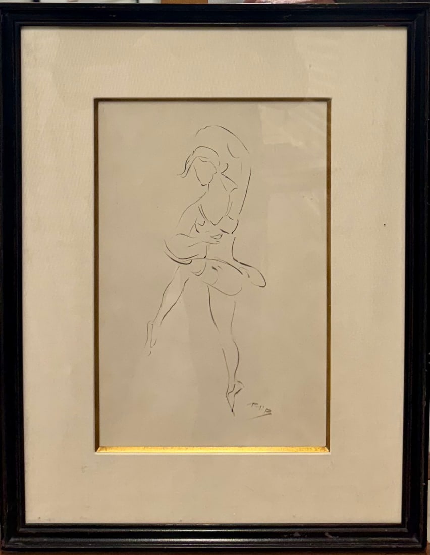 Vintage Austria Nude Drawing Rudolf Raimund Ballabene Signed: Vintage Austria Nude Drawing Rudolf Raimund Ballabene Signed, 13 x 8", 20 x 16" Framed