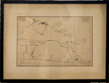 American Modernist drawing Virginia Artist Honore Sharrer Signed