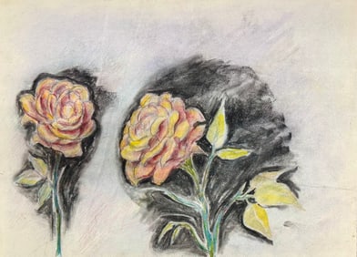 Vintage American Floral Pastel Signed #1