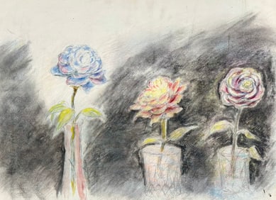Vintage American Floral Pastel Signed #2