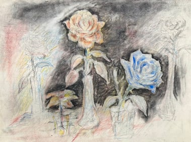 Vintage American Floral Pastel Signed #3