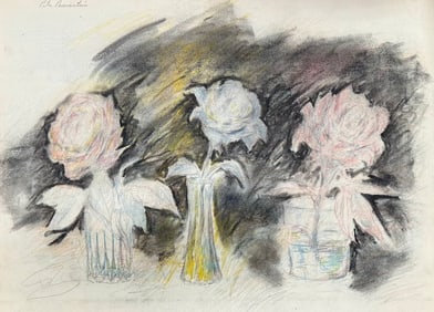Vintage American Floral Pastel Signed #4