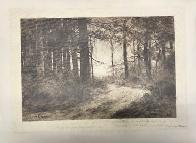 Antique American PennsylvaniaWilliam Langston Lathrop Engraving Signed
