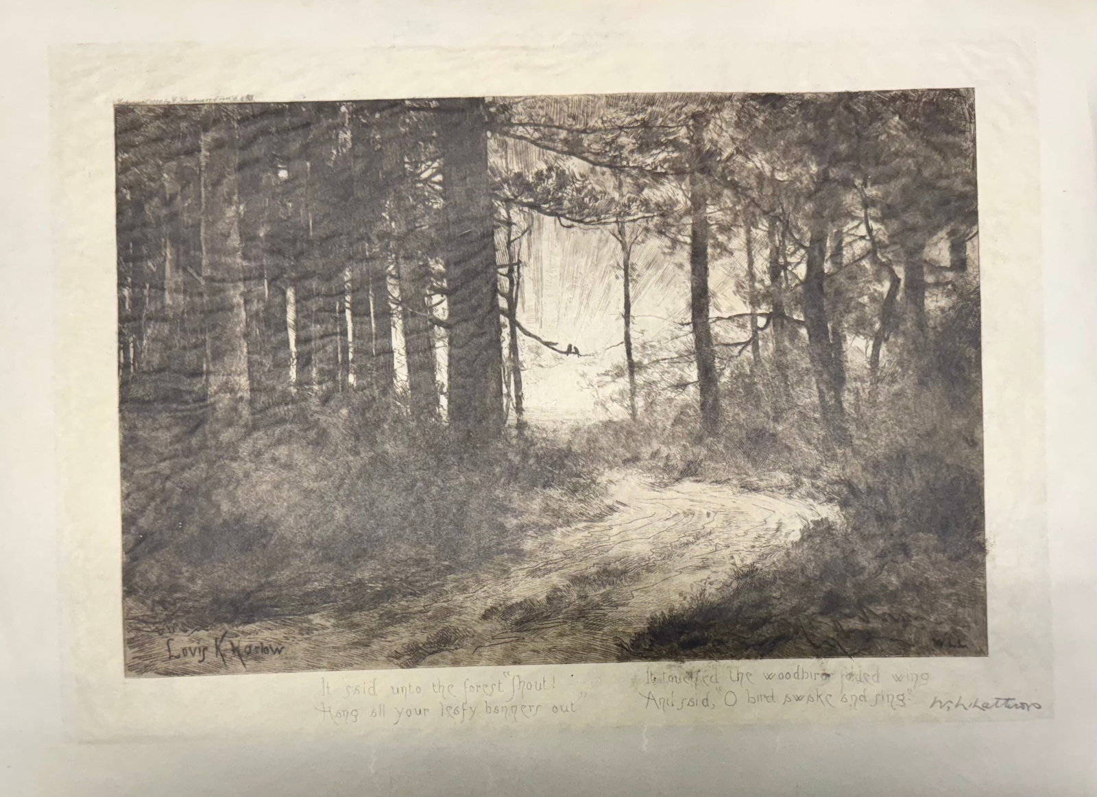 Antique American PennsylvaniaWilliam Langston Lathrop Engraving Signed: Antique American PennsylvaniaWilliam Langston Lathrop Engraving Signed, 12 x 16