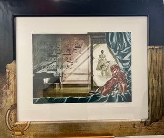 Vintage Mid Century Modern Italian Etching Signed