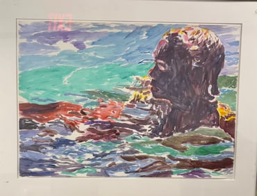 Vintage American New York Mid Century Mixed Media Ancil Chasteen Painting Exhibited