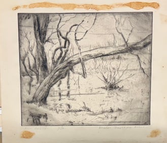 Vintage American Etching New Jersey Signed Eleanor Acker