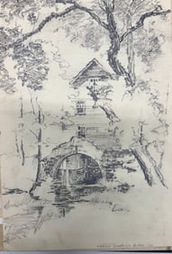 Vintage American Pencil Sketch Signed Eleanor Acker New Jersey