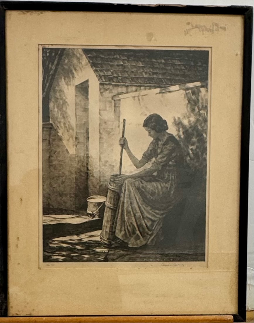 Vintage American Media Pennsylvania Impressionist Etching Albert W. Barker Signed (1 of 4)