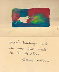 Vintage American Abstract Watercolor Christmas Card