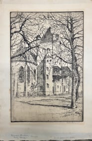 Vintage American Chicago Etching Bertha Eveyln Clausen Jaques Signed