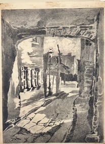 Vintage American Etching Eleanor Beatrice Acker Signed New Jersey